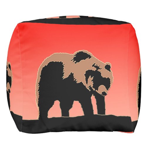 Grizzly Bear at Sunset  _ Original Wildlife Art Pouf