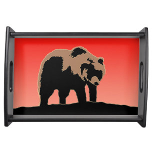 Grizzly Bear at Sunset - Original Wildlife Art Serving Tray