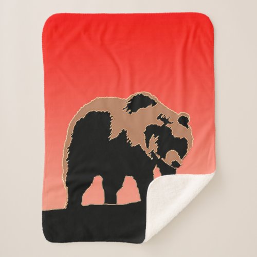 Grizzly Bear at Sunset  _ Original Wildlife Art Sherpa Blanket