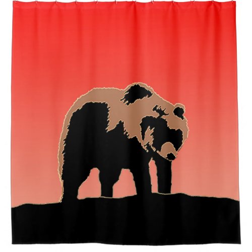Grizzly Bear at Sunset  _ Original Wildlife Art Shower Curtain