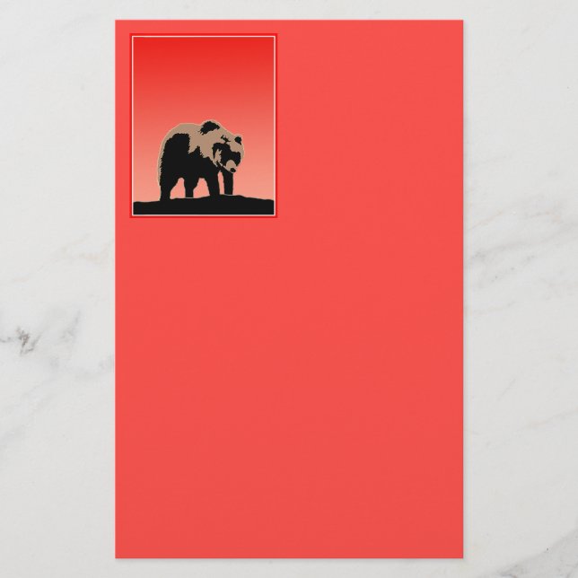 Grizzly Bear at Sunset  - Original Wildlife Art Stationery (Front)