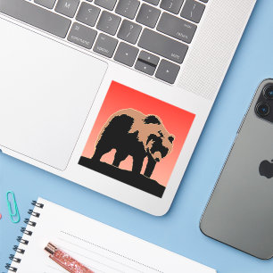 Grizzly Bear at Sunset - Original Wildlife Art Sticker