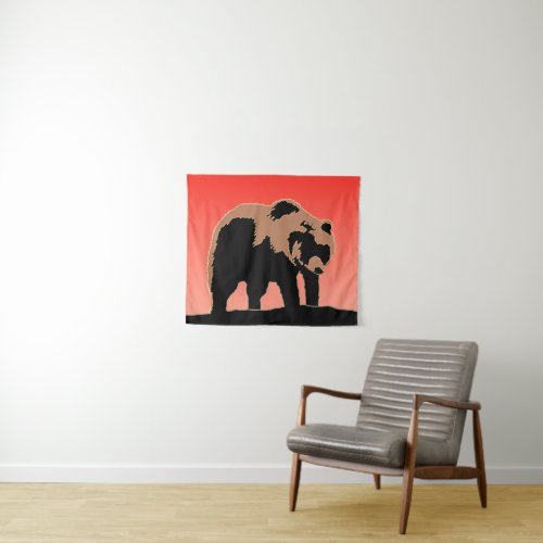 Grizzly Bear at Sunset  _ Original Wildlife Art Tapestry