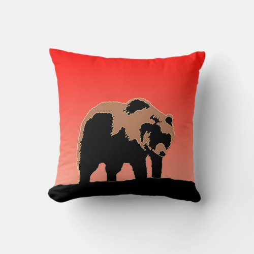 Grizzly Bear at Sunset  _ Original Wildlife Art Throw Pillow