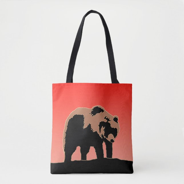 Grizzly Bear at Sunset  - Original Wildlife Art Tote Bag (Front)