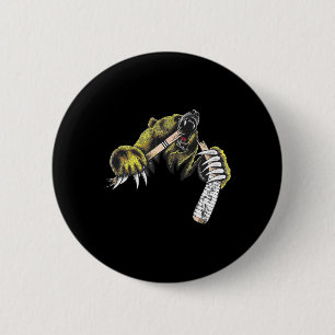Grizzly Bear Bursting Though Biting Hockey Stick L Button