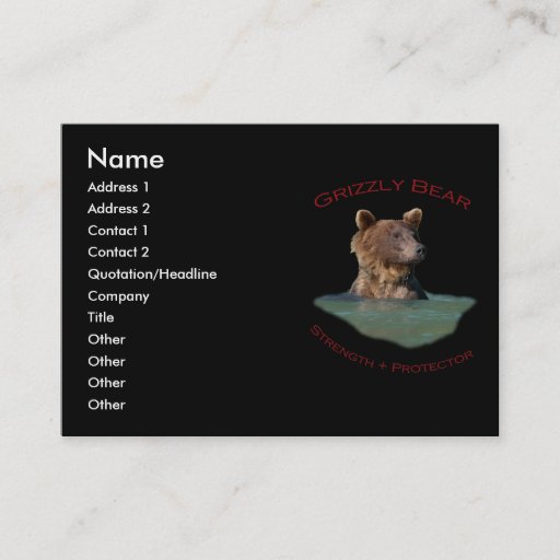 Customizable Grizzly Bear Business Card