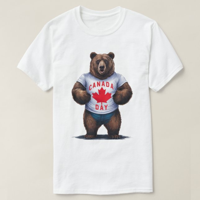 Grizzly Bear Canada Day T-Shirt (Design Front)