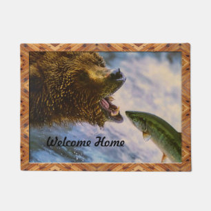 Grizzly Bear Catching Steelhead Salmon Doormat