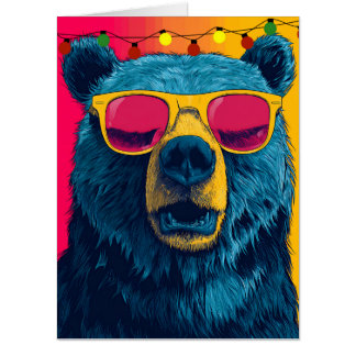 GRIZZLY BEAR CHRISTMAS BIG BIGGEST GREETING CARD