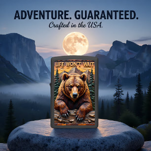 Grizzly Bear Claws Fallen Log Zippo Lighter