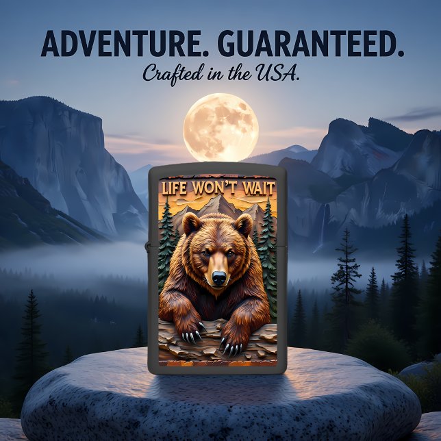 Grizzly Bear Claws Fallen Log Zippo Lighter (Creator Uploaded)