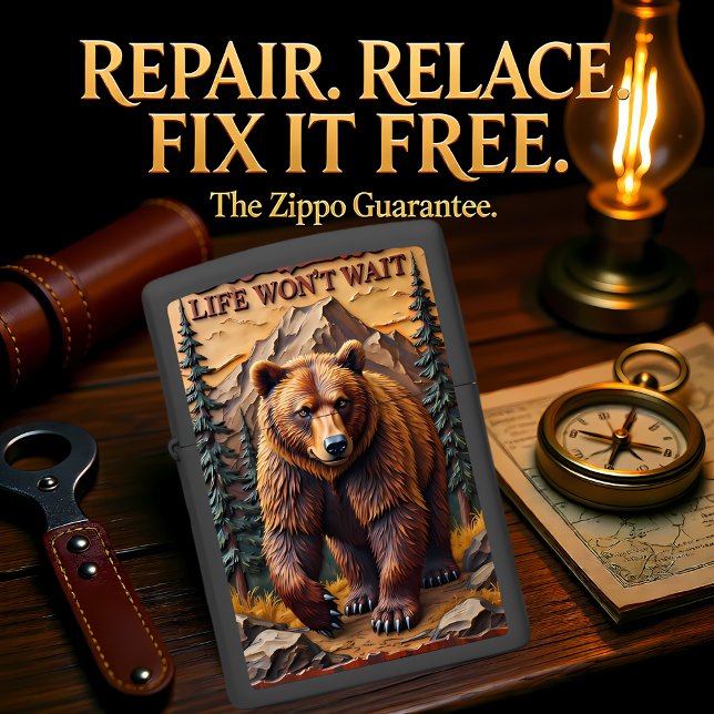 Grizzly Bear Close-Up Mountain Scene Zippo Lighter (Creator Uploaded)