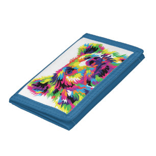 Grizzly bear colorful pop art tri-fold wallet