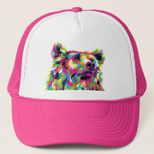 Grizzly bear colorful pop art trucker hat