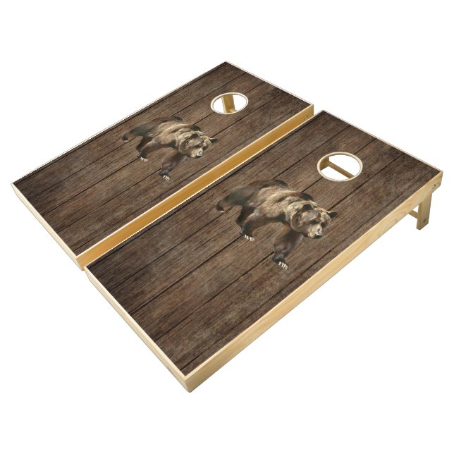 Grizzly Bear Cornhole Set (Angled)