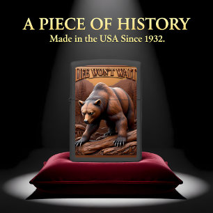 Grizzly Bear Crossing Fallen Timber Zippo Lighter
