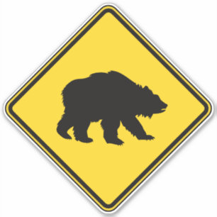 Grizzly Bear Crossing Sticker