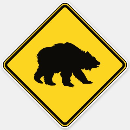 Grizzly Bear Crossing Sticker