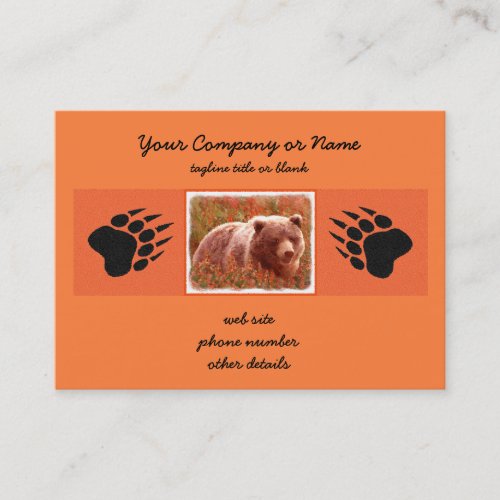 Grizzly Bear Cub in Fireweed Painting Wildlife Art Business Card