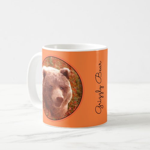 Grizzly Bear Cub in Fireweed Painting Wildlife Art Coffee Mug