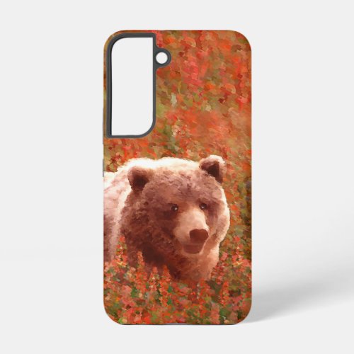 Grizzly Bear Cub in Fireweed Painting Wildlife Art Samsung Galaxy S22 Case