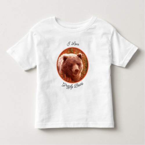 Grizzly Bear Cub in Fireweed Painting Wildlife Art Toddler T_shirt