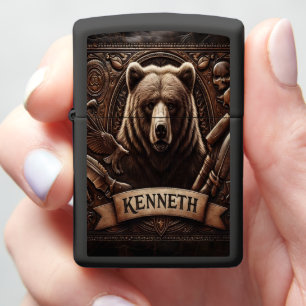 Grizzly Bear Emblem Zippo Lighter