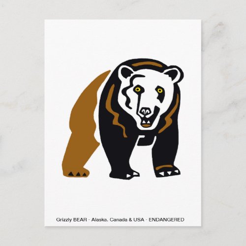 Grizzly BEAR _ Endangered animal _ Nature _ Postcard