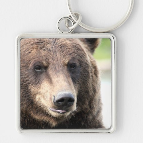 Grizzly Bear Face Keychain