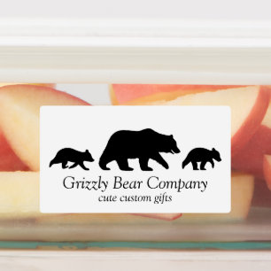Grizzly Bear Family Silhouettes Custom Labels