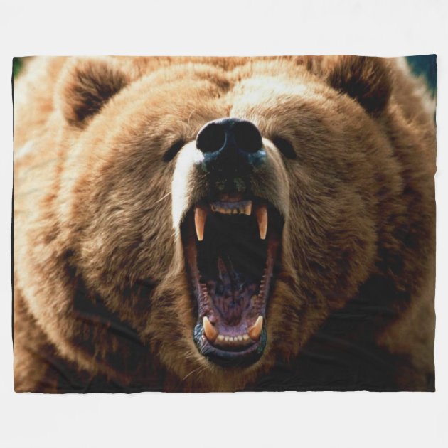 GRIZZLY BEAR FLEECE BLANKET | Zazzle.com