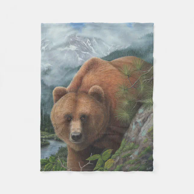 Grizzly Bear Fleece Blanket Zazzle