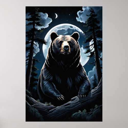 Grizzly Bear Forest Poster