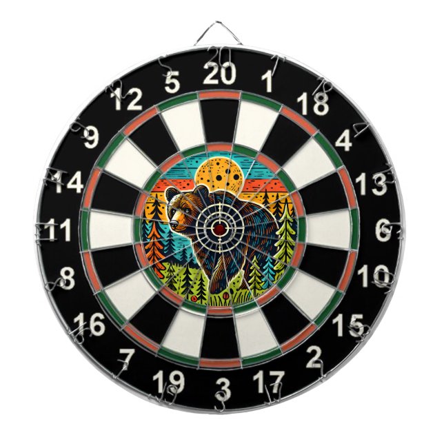 Grizzly Bear Forest Precision Target Dart Board (Front)