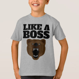 GRIZZLY BEAR FUNNY BOSS BOYS kids T-SHIRTS
