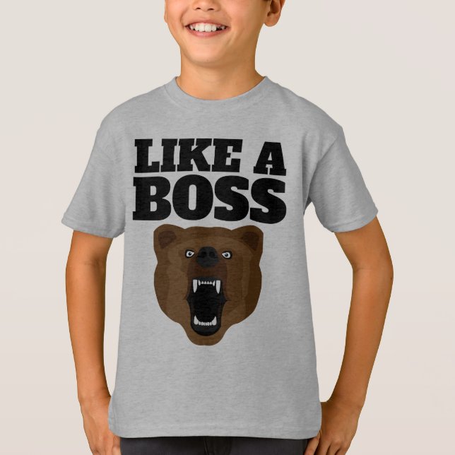 GRIZZLY BEAR FUNNY BOSS BOYS kids T-SHIRTS (Front)
