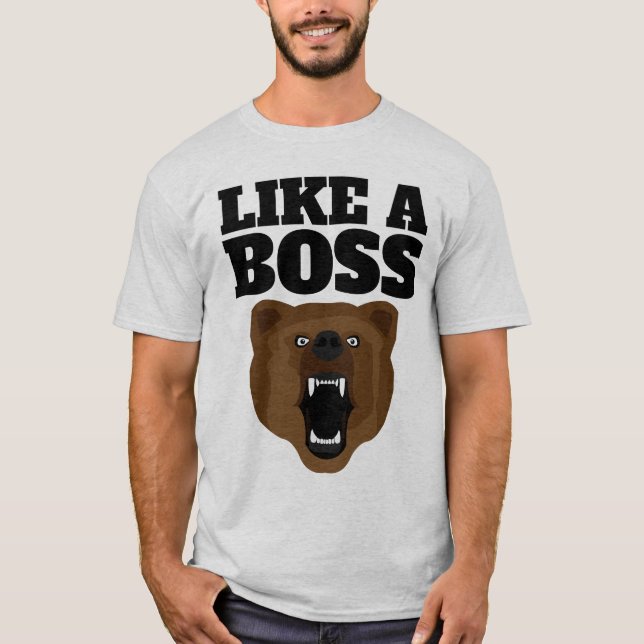 GRIZZLY BEAR FUNNY BOSS MENS T-SHIRTS (Front)