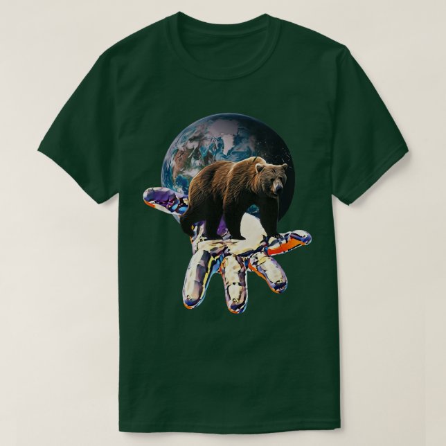 Grizzly Bear Grizzlies Predator Bears Motif Forest T-Shirt (Design Front)