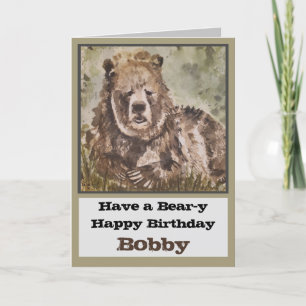 Grizzly Bear Happy Birthday Personalized Card