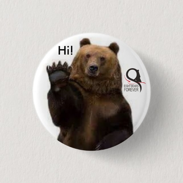 grizzly bear hi pinback button (Front)