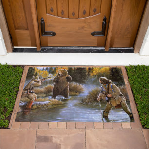 Grizzly Bear Hunt Who's Hunting Who Doormat
