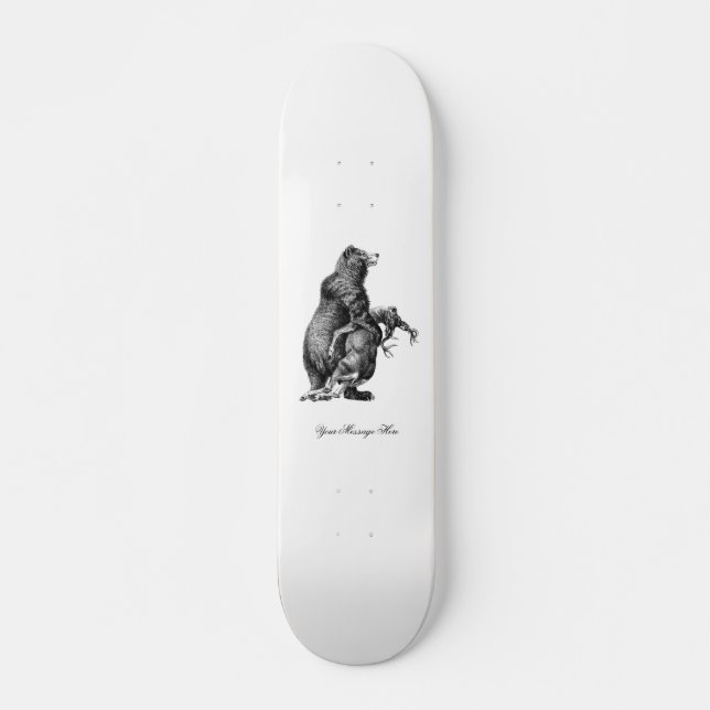 Grizzly bear Hunting Deer Simple Drawing Skateboard (Front)