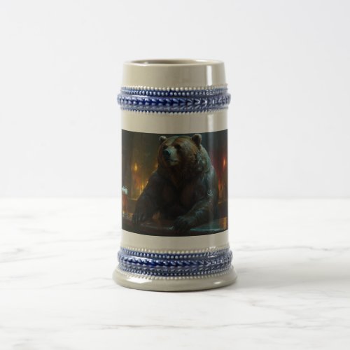 Grizzly Bear in a Bar Wildlife Design Beer Stein