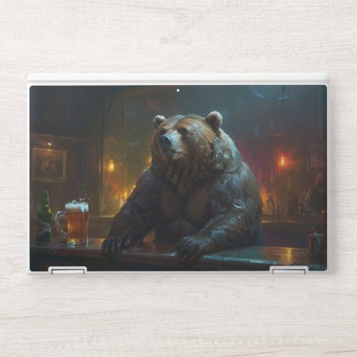 Grizzly Bear in a Bar Wildlife Design HP Laptop Skin