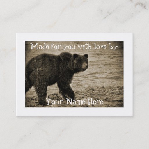 Customizable Grizzly Bear in Antique Business Cards