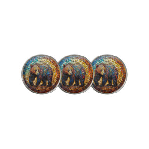 Grizzly Bear in Artistic Design Golf Ball Marker