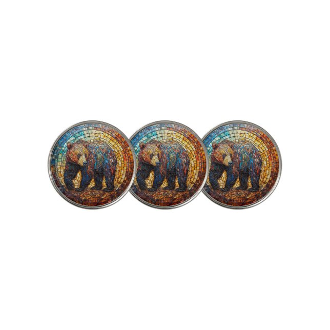 Grizzly Bear in Artistic Design Golf Ball Marker (3 Up)