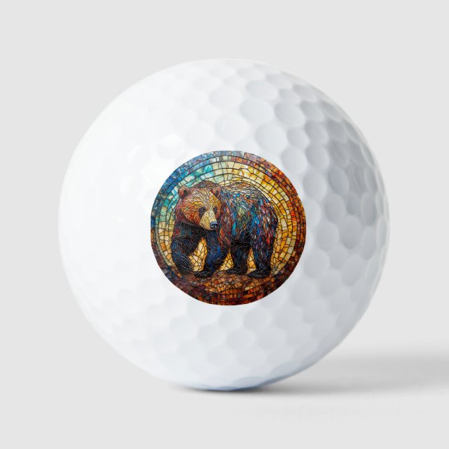 Grizzly Bear in Artistic Design Golf Balls (Front)