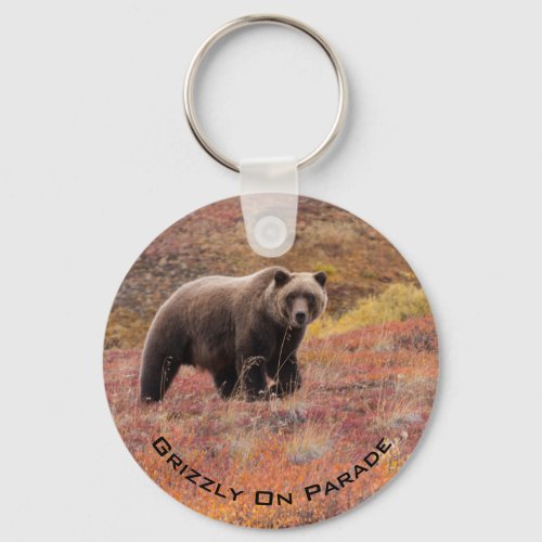 Grizzly Bear in Autumn Colors Denali Alaska Custom Keychain